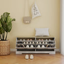 Shoe Storage Bench with 2 Flip Drawers and Adjustable Shelf - Antique