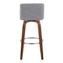 Toriano - Mid Century Modern Fixed Height, Barstool With Swivel With Round Footrest (Set of 2)