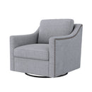 360 Degree Swivel Armchair, Skin Friendly Fabric, Ergonomic Design, Brass Nail Decorative Armchair by HouseOfZazla