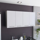 Wall Cabinet Four Doors, With Two Internal Shelves And Internal Plate And Glass Organizer - White by Unique Piece Furniture