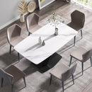 63" Modern Artificial Stone Dining Table, 6 People - White / Black by HouseOfZazla