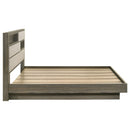 Eastern King Bed Bookcase Headboard With Hidden Storage - Oak