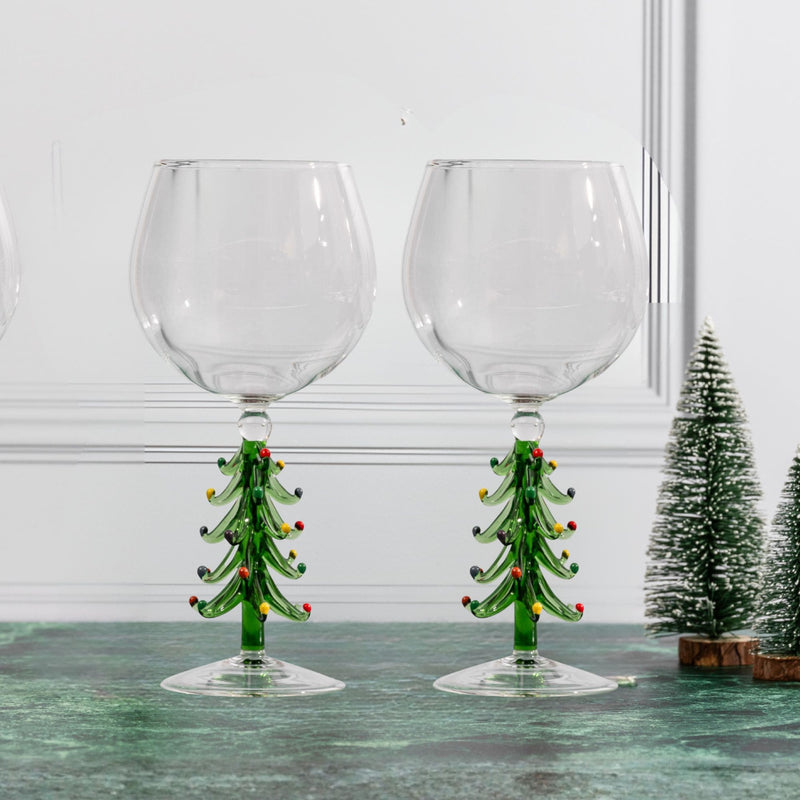 3D Christmas Tree Wine Glasses