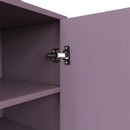 Purple Vanity Desk with Lighted Mirror & Padded Stool