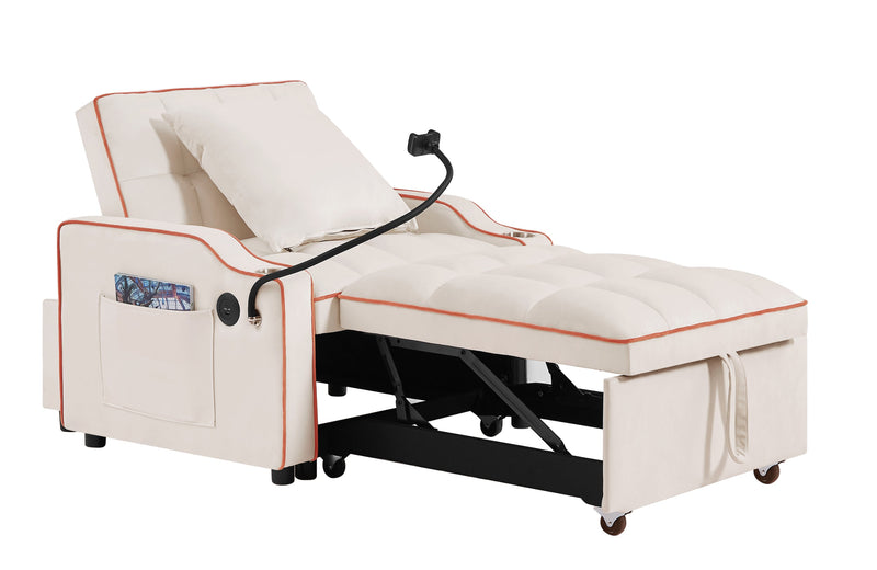 3-in-1 Sofa Bed, Convertible Sleeper Chair Sofa Bed Adjustable Pull Out Sleeper Chair Bed Multi-Pockets Folding Sofa Bed for Living Room Bedroom Small Space