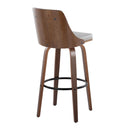 Gianna - Mid-Century Modern Fixed Height Barstool & Swivel With Round Footrest (Set of 2) - Walnut / Light Gray by HouseOfZazla