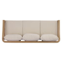 77.95" Outdoor Acacia Wood 3-Seater Sofa with Beige Cushions by HouseOfZazla