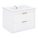 24" Floating Wall Mounted Bathroom Vanity with White Porcelain Sink and Soft Close Doors