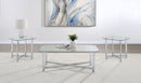Cronin 3-piece Tempered Glass Top Coffee Table Set Chrome