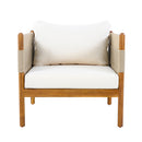 Outdoor Acacia Wood Club Chair with Diamond Rope Weave & Cushions, Teak Finish