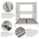 Queen Size Murphy Wall Bed With Side Storage Cabinets - White by HouseOfZazla