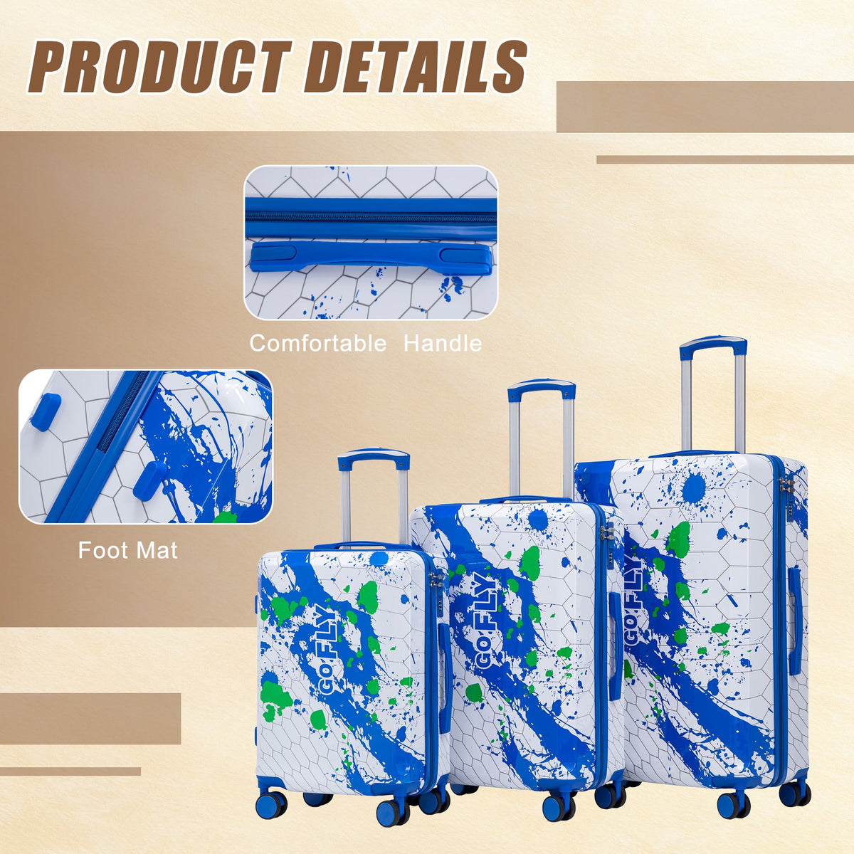 3-Piece PC Spinner Wheel Luggage Set in Blue, photo 8 of 10