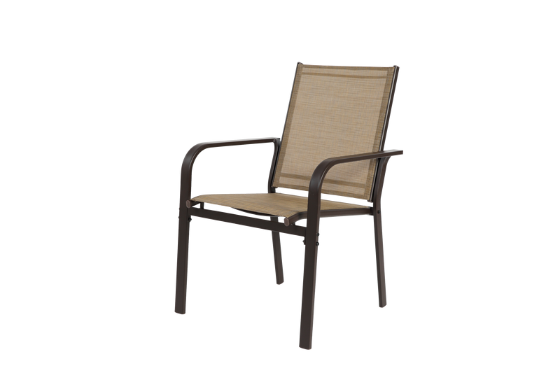 7 Pieces Patio Dining Set,  Outdoor Furniture Table and 6 Textilene Chairs, Outdoor Furniture with Rectangular Table and 6 Stackable Chairs Family Conversation Set for Garden Backyard Deck-Brown