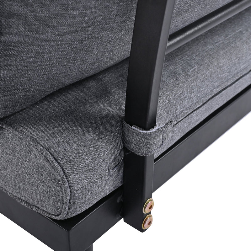 6-Piece Outdoor Sectional Sofa Set with Round Nesting Coffee Tables and Seating Sofa with Cushions for Patio, Porch and Garden (Grey)