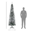 HOMCOM 7.5' Tall Unlit Snow-Flocked Slim Artificial Christmas Tree