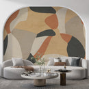 Modern Abstract Wallpaper - Organic Earth Tones with Flowing Shapes Wall Mural
