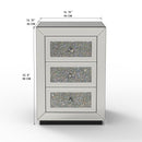 3 Drawer Nightstand With Glass Accents, Bedside Table For Bedroom - Silver