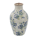 7.5x7.3x12" White Ceramic Vase with Blueberry Motif by HouseOfZazla