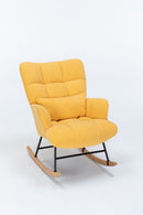 Rocking Chair Nursery, Teddy Upholstered Glider Rocker With High Backrest, Reading Chair Modern Rocking Accent Chairs Glider Recliner For Living Room - Yellow by HouseOfZazla