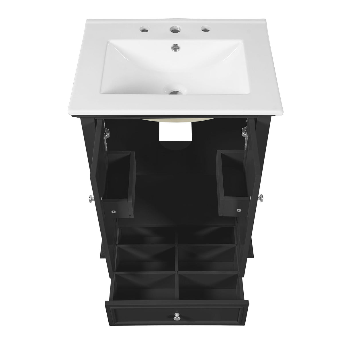 Modern Bathroom Vanity With Sink, Cabinet With Drawer And Dividers, Rectangular Storage Unit, photo 16 of 40