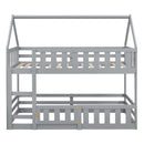 Twin Over Twin House Bunk Bed With Fence And Door by Unique Piece Furniture
