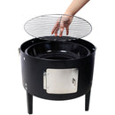 Heavy Duty Round Bbq Grill 17" Steel Charcoal Smoker For Outdoor Cooking - Black by HouseOfZazla