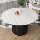 46 Inch Round Faux Marble Dining Table