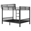 Queen Over Queen Bunk Bed With Ladder And Storage Shelf - Black by HouseOfZazla