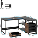 L-Shaped Computer Desk With Drawers And Shelves, Workstation For Home Office by HouseOfZazla