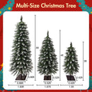 3-Pack Pre-Lit Snow Flocked Pencil Christmas Tree Set