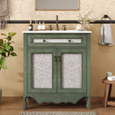 Bathroom Vanity With Rectangle Sink And Tip Out Tray - Antique Blue Green by HouseOfZazla