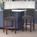 Solstara Upholstered Dining Barstool with Button Tufted and Wing Back by HouseOfZazla