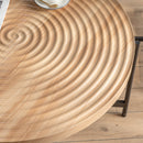 33" Modern Thread Design Round Coffee Table, MDF Table Top with Cross Legs Metal Base