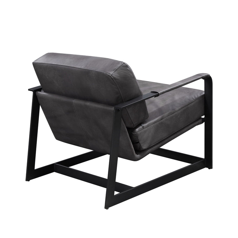 Locnos - Accent Chair - Gray Top Grain Leather & Black, photo 3 of 7