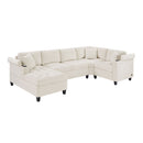 U Shaped Sectional Sofa, Corner Living Room Couch With Built In Cup Holders, Storage, USB Ports by HouseOfZazla