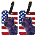 USA American Flag with Skye Terrier Luggage Tag