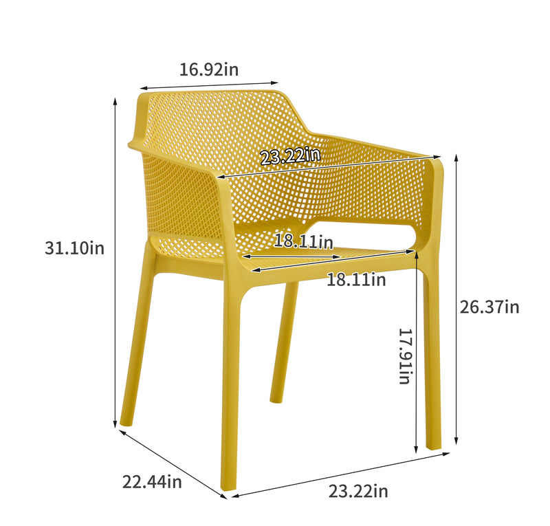 3 piece plastic arm chair Bistro GRS Premium Ocean Plastic, mustard yellow