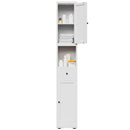 Tall Bathroom Storage Cabinet, 5-Tier Narrow With 2 Doors & Adjustable Shelves, Freestanding - White by HouseOfZazla