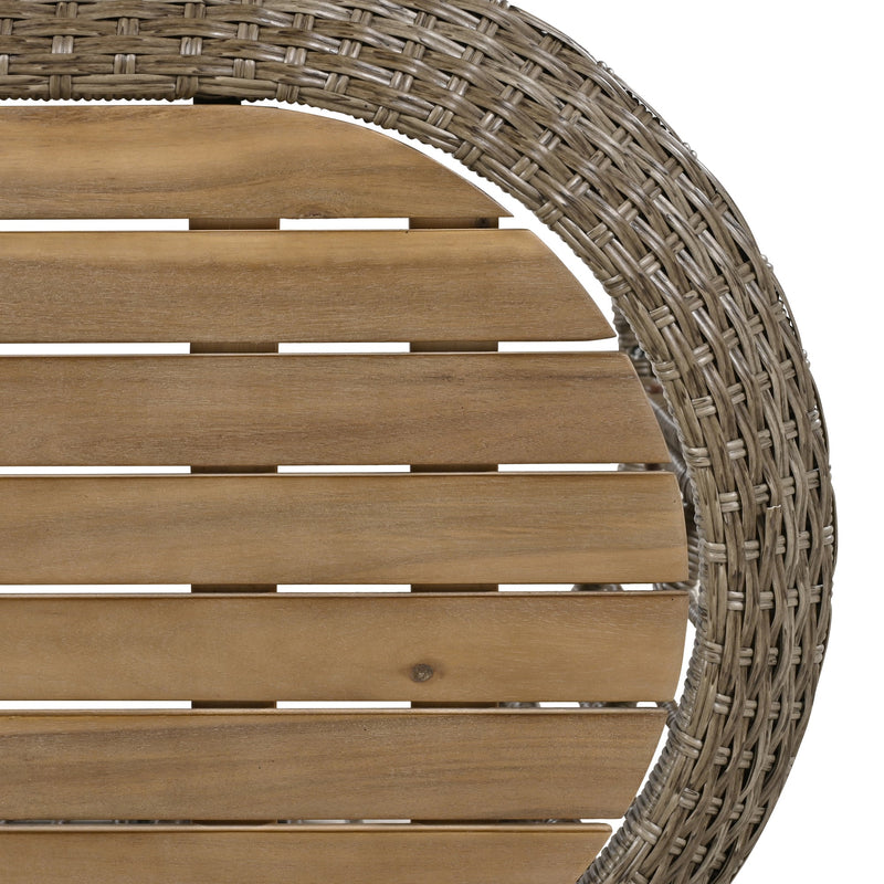 4-Piece Rattan Outdoor Patio Conversation Set with Seating Set for 5 and Coffee Table for Porch, Backyard and Garden (Brown Grey)