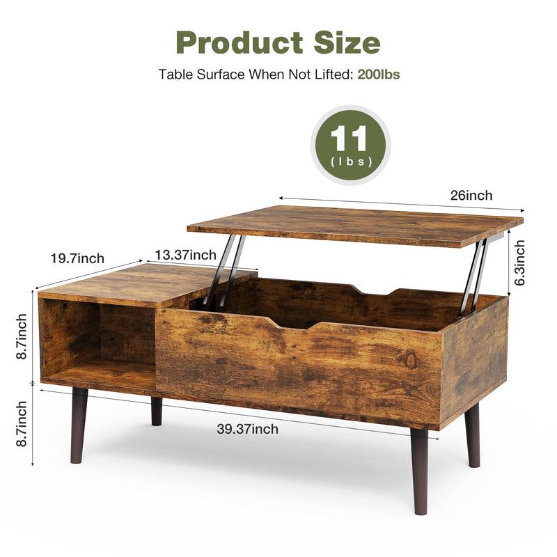 Walker Edison | Wood Lift Top Coffee Table & Desk with Storage