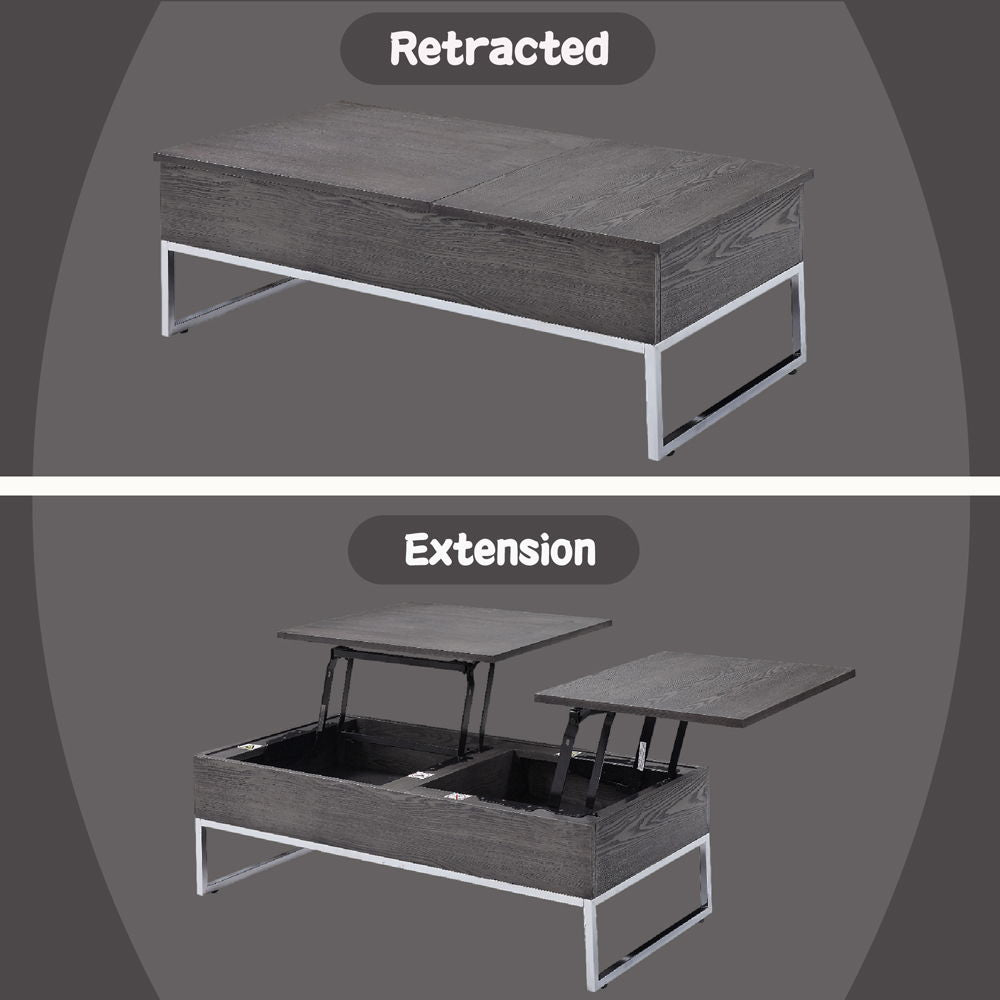 Iban - Coffee Table With Lift Top - Gray Oak & Chrome, photo 3 of 7