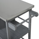 Outdoor Kitchen Island Fir Wood Prep Station with Stainless Steel Top