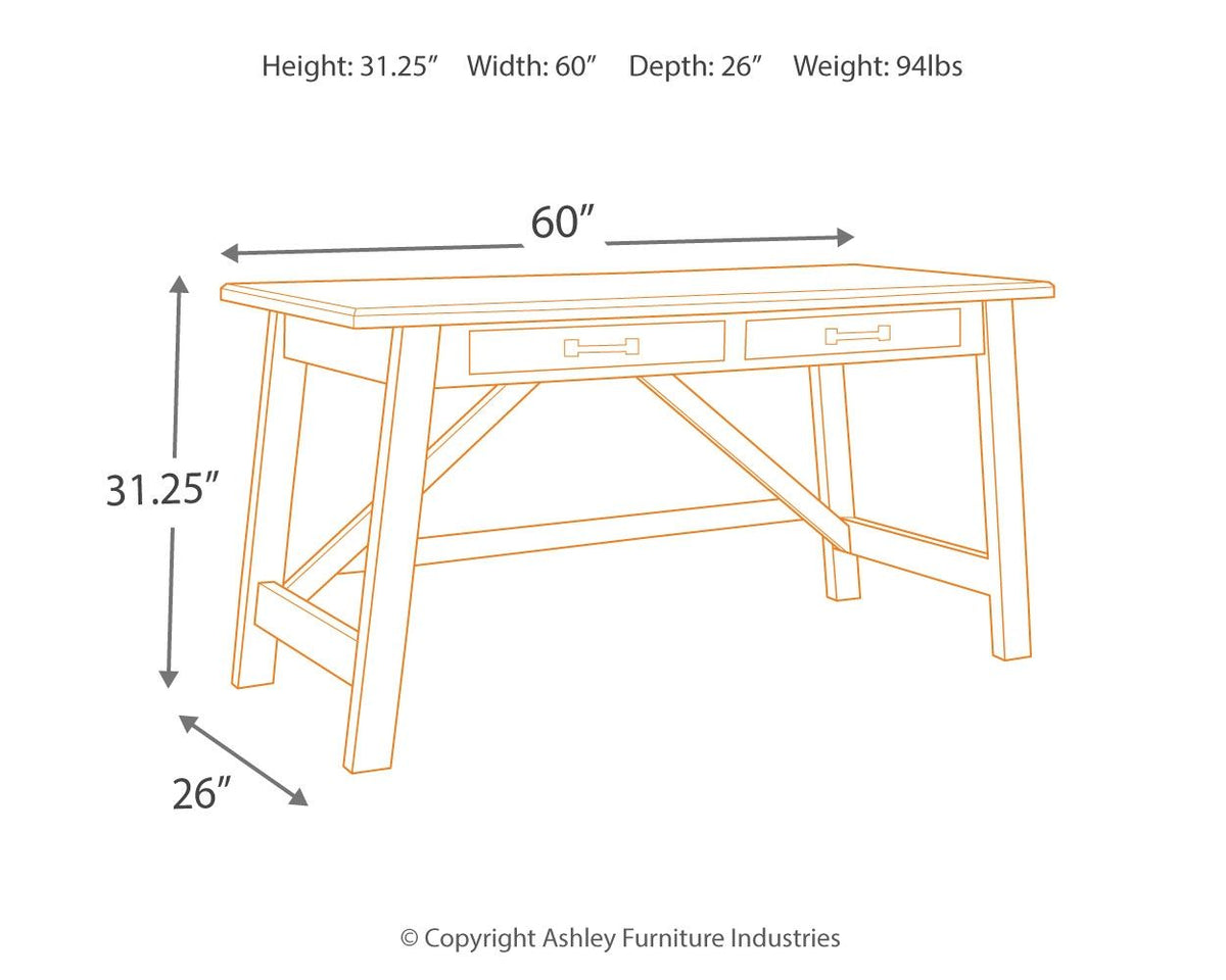 Baldridge - Home Office Large Leg Desk - Rustic Brown, photo 2 of 7