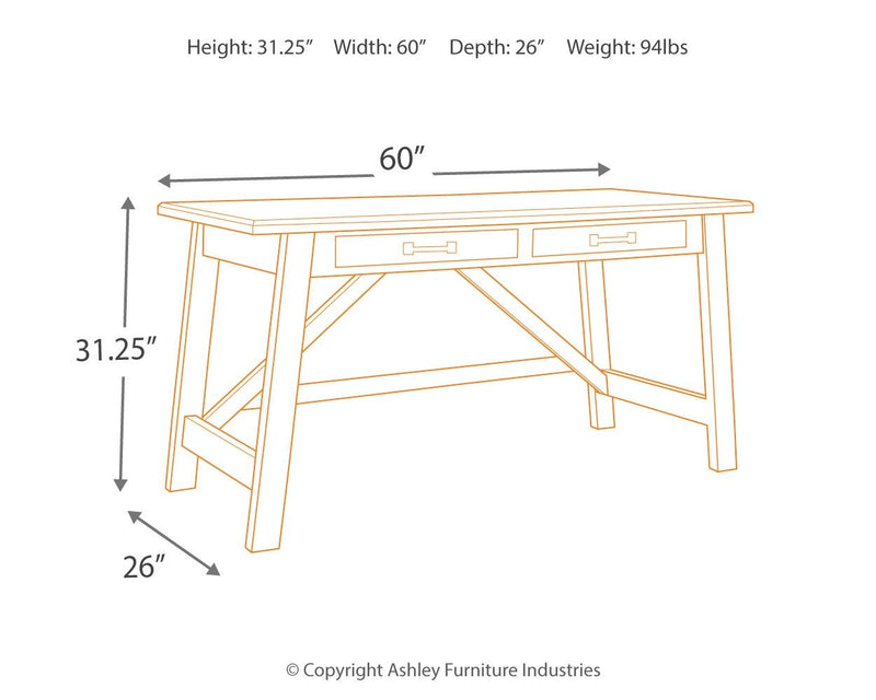 Baldridge - Home Office Large Leg Desk - Rustic Brown, photo 2 of 7