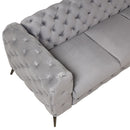 85.5" Velvet Upholstered Sofa with Sturdy Metal Legs, Modern Sofa Couch with Button Tufted Back, 3 Seater Sofa Couch for Living Room, Apartment, Home Office, Gray