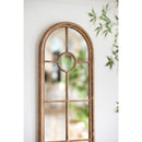 Half Round Elongated Mirror With Decorative Window Look Classic Architecture Style Solid Fir Wood Interior Decor - Brown by HouseOfZazla