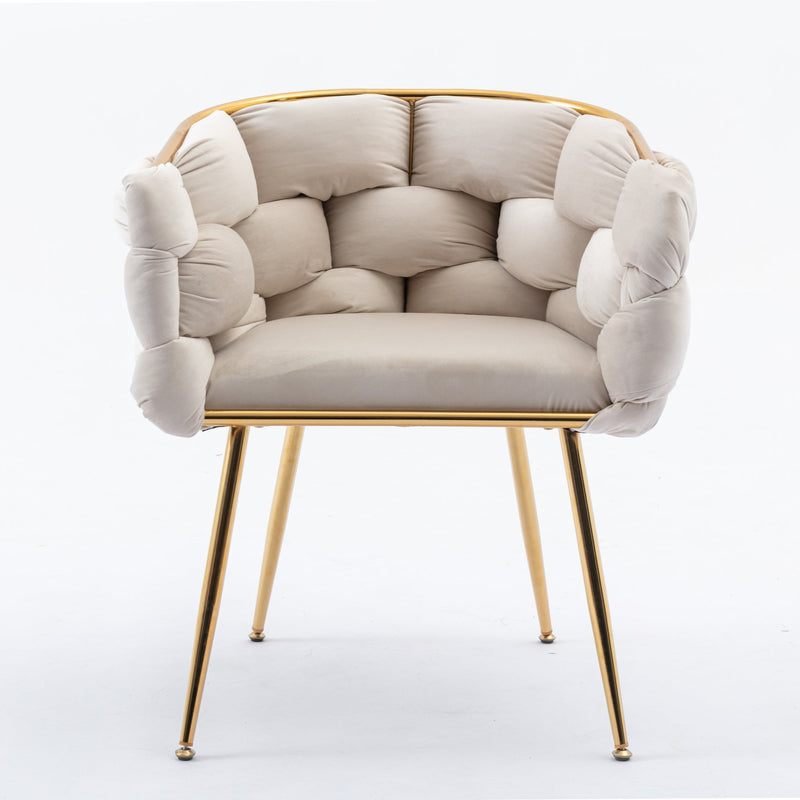 Luxury modern simple leisure velvet single sofa chair bedroom lazy person household dresser stool manicure table back chair beige