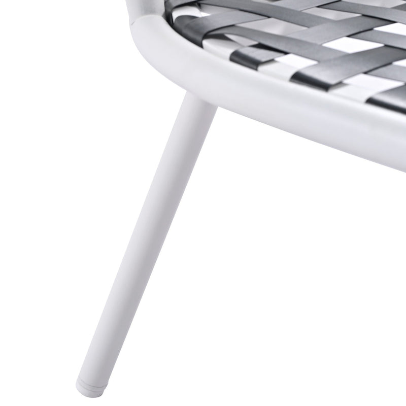 4-Piece Boho Rope Patio Furniture Set, Outdoor Furniture with Acacia Wood Table, Patio Conversation Set with Deep Seating & Thick Cushion for Backyard Porch Balcony, Grey