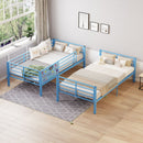 Bunk Bed, Convertible To 2 Separate Twin Size Beds & Full Length Guardrail & Ladder, No Box Spring Needed - Blue by HouseOfZazla