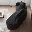 Upholstered Oversized Sectional Sofa, 4 Seater Extra Deep & Wide Curved Cloud Couch With 4 Throw Pillows For Living Room - Black by HouseOfZazla